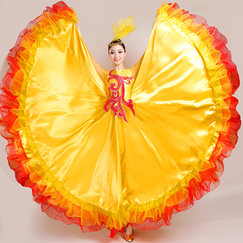 2022 스페인어 빅 스윙 드레스 성인 여성 합창 공연 의상 집시 투우 댄스 현대 민족 의상